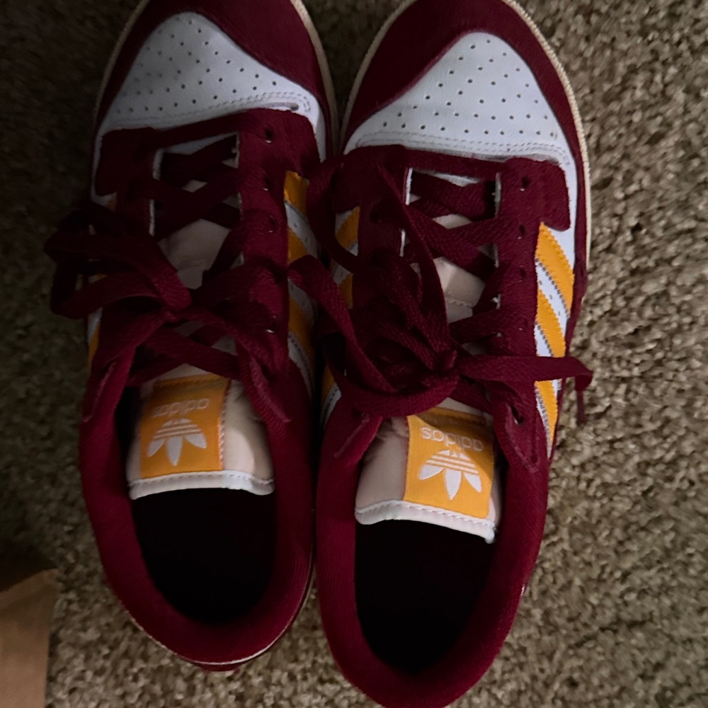 Adidas Burgundy and Gold Sneakers